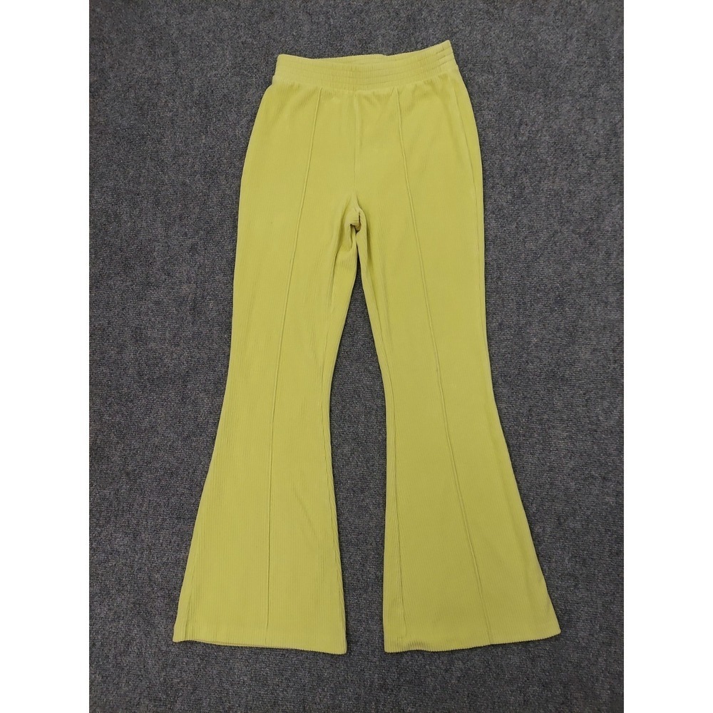 Aerie Flare Pants Womens XS Standard Green Ribbed Bell Bottom Retro Boho